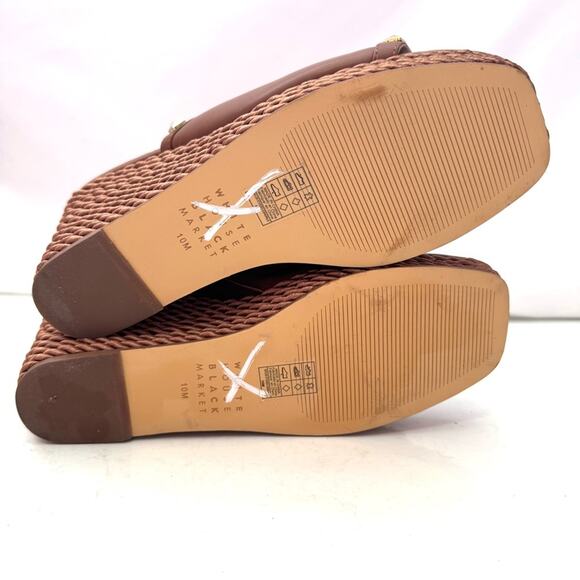 White House Black Market Brown Slip On Studded Wedges Size 11 - Picture 6 of 6